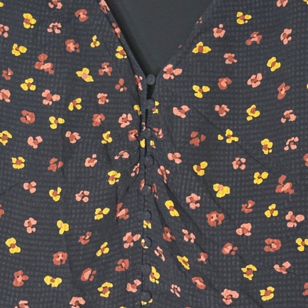Madewell Silk Daylight Floral Blouse Tie Sleeve Button Front Top S M Cottagecore - Picture 6 of 10